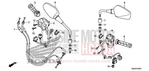 COMMUTATEUR/CABLE/MIROIR NC700DC de 2012